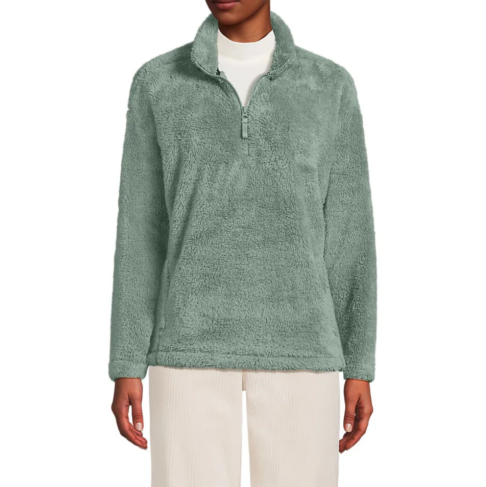Plüschfleece-Pullover mit Reißverschluss für Damen