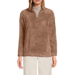 Plüschfleece-Pullover mit Reißverschluss für Damen