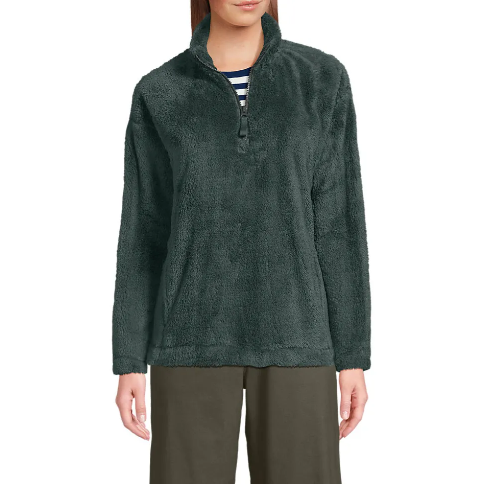 Plüschfleece-Pullover mit Reißverschluss für Damen