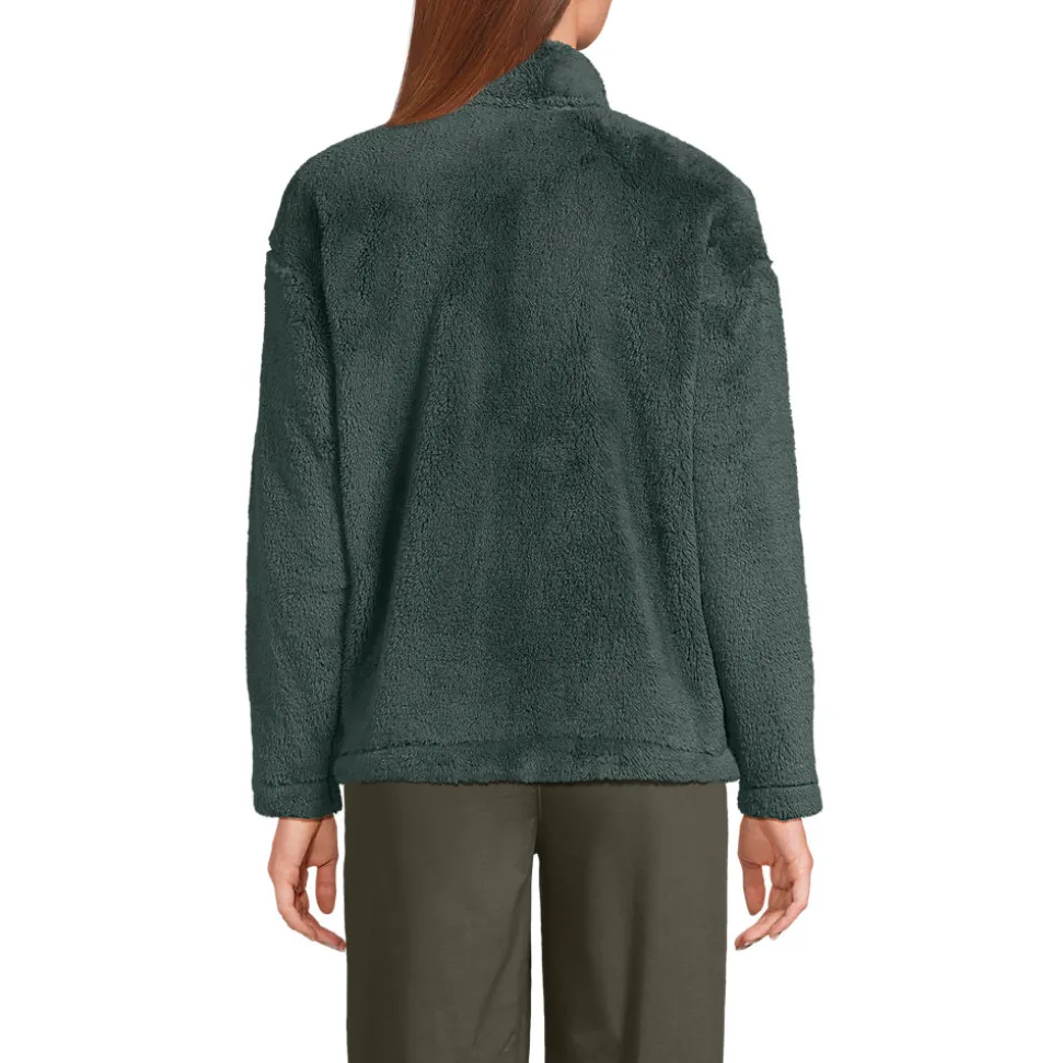 Plüschfleece-Pullover mit Reißverschluss für Damen