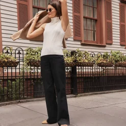 5-Pocket-Chinos mit weitem Bein für Damen