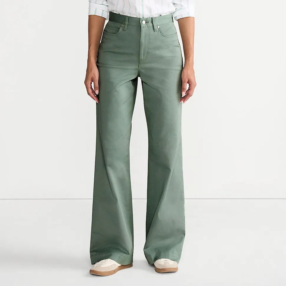 5-Pocket-Chinos mit weitem Bein für Damen