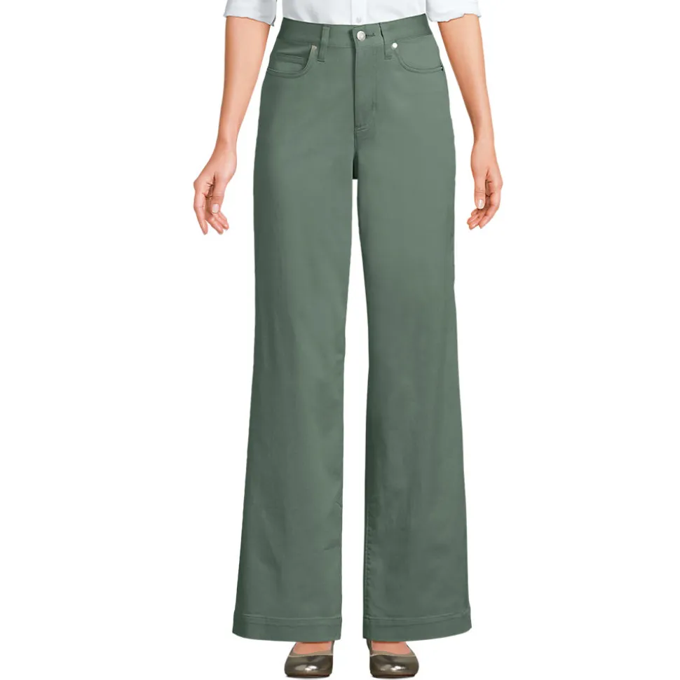 5-Pocket-Chinos mit weitem Bein für Damen