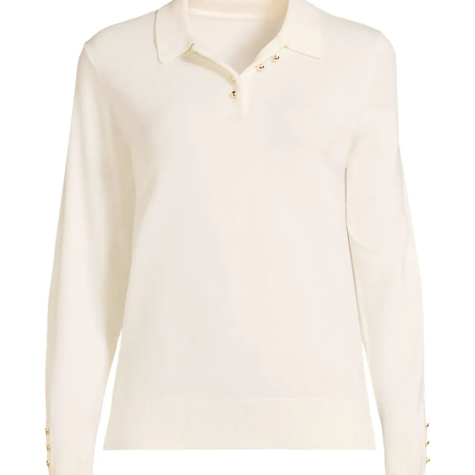 Polopullover mit goldfarbenen Knöpfen für Damen