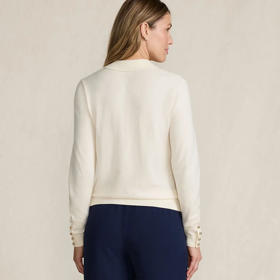 Polopullover mit goldfarbenen Knöpfen für Damen