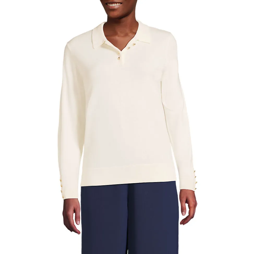Polopullover mit goldfarbenen Knöpfen für Damen