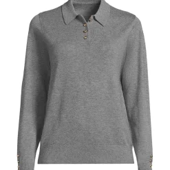 Polopullover mit goldfarbenen Knöpfen für Damen