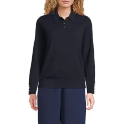 Polopullover mit goldfarbenen Knöpfen für Damen