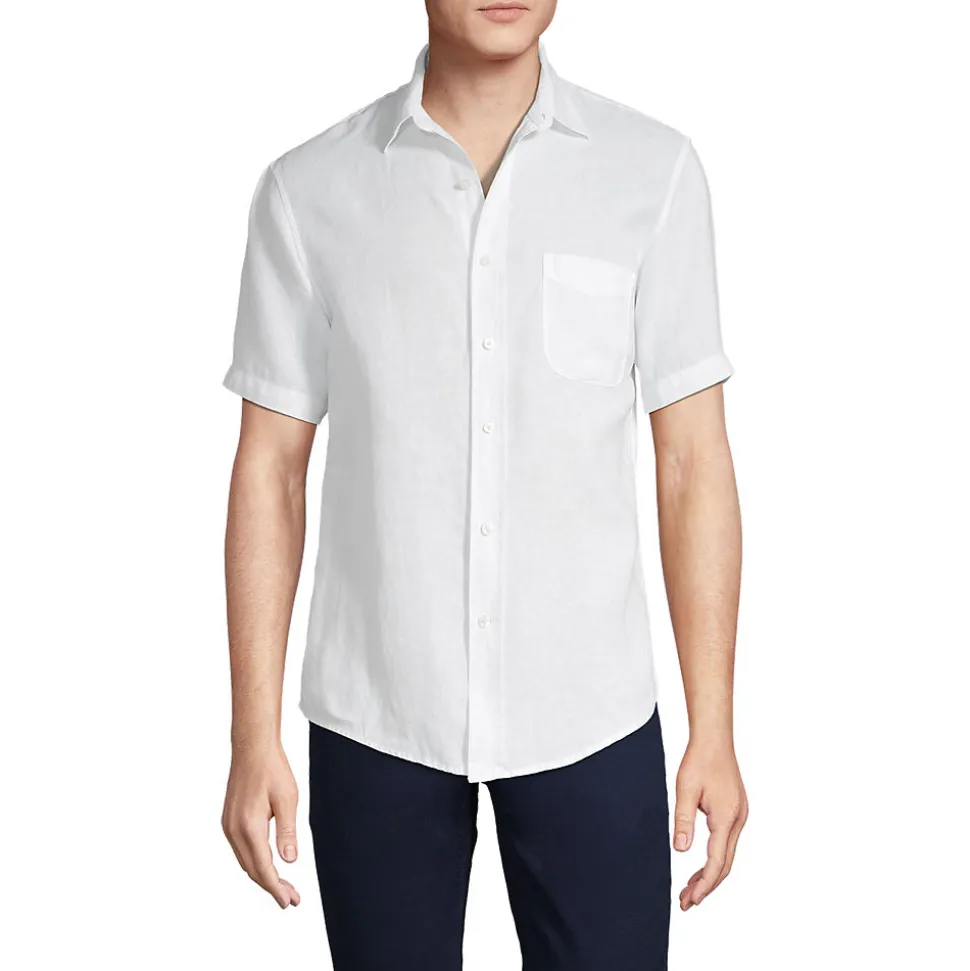 Premium Reinleinen-Hemd mit kurzen Ärmeln für Herren, Classic Fit