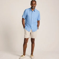 Premium Reinleinen-Hemd mit kurzen Ärmeln für Herren, Classic Fit