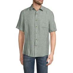 Premium Reinleinen-Hemd mit kurzen Ärmeln für Herren, Classic Fit
