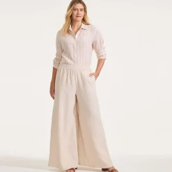 Premium Reinleinen-Palazzohose für Damen