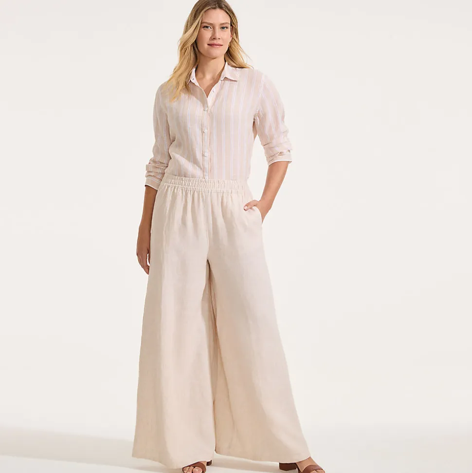 Premium Reinleinen-Palazzohose für Damen