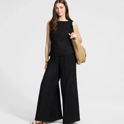 Premium Reinleinen-Palazzohose für Damen