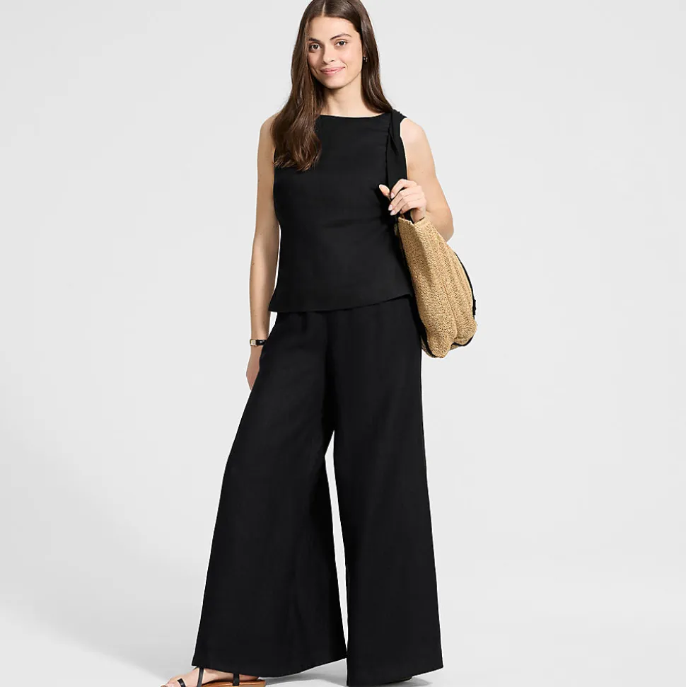 Premium Reinleinen-Palazzohose für Damen