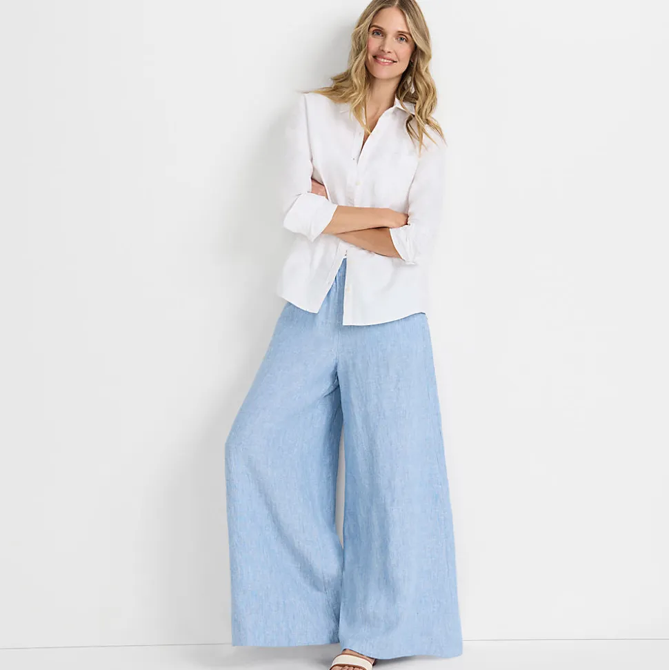 Premium Reinleinen-Palazzohose für Damen