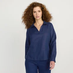Premium Reinleinen-Schlupfbluse für Damen