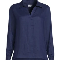 Premium Reinleinen-Schlupfbluse für Damen
