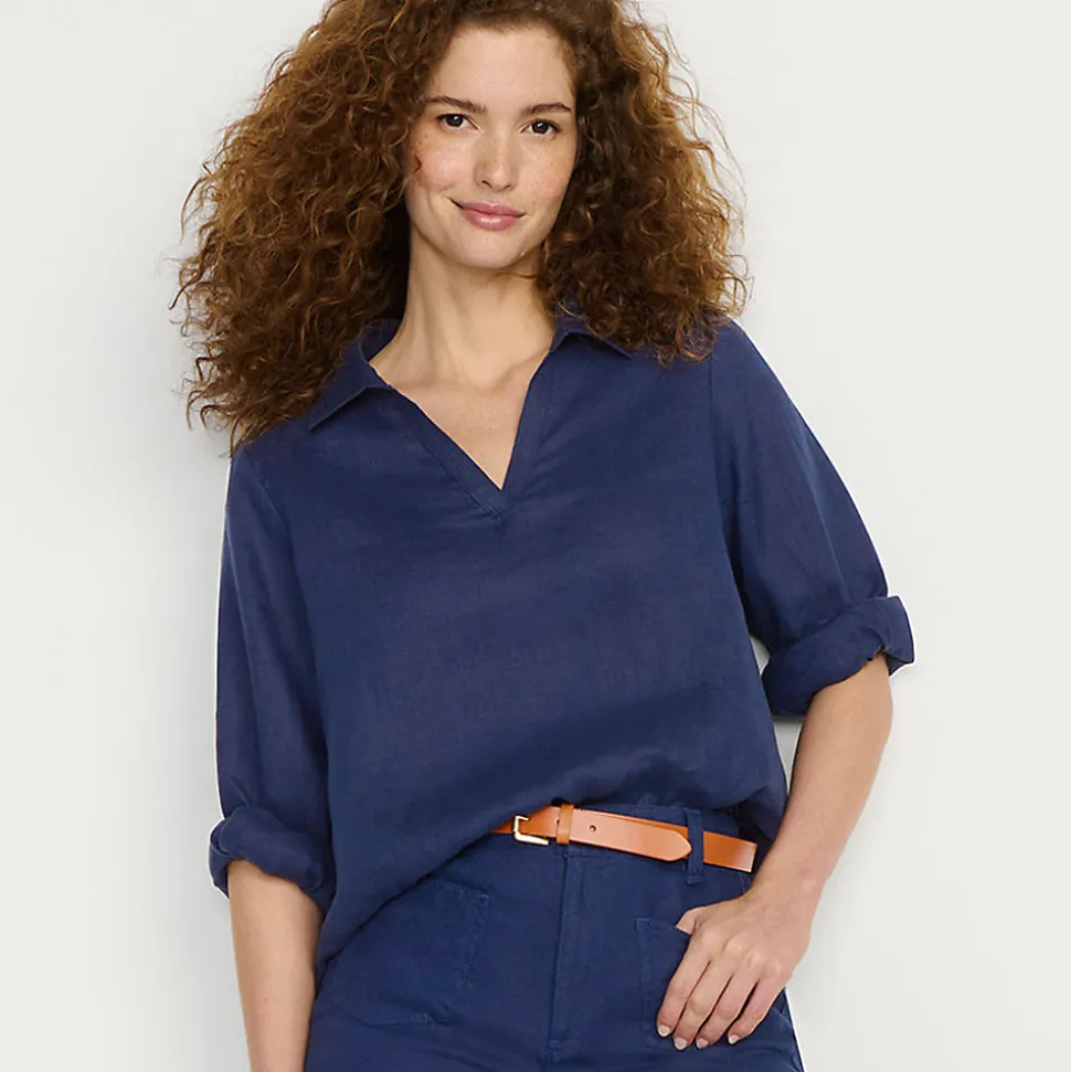 Premium Reinleinen-Schlupfbluse für Damen