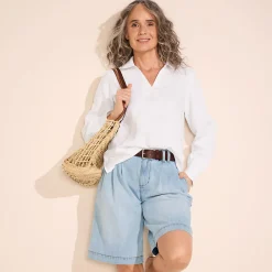 Premium Reinleinen-Schlupfbluse für Damen
