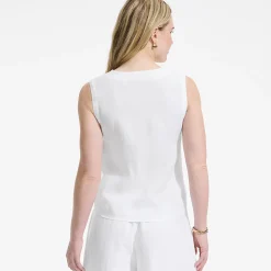 Premium Reinleinen-Top mit Knöpfen für Damen