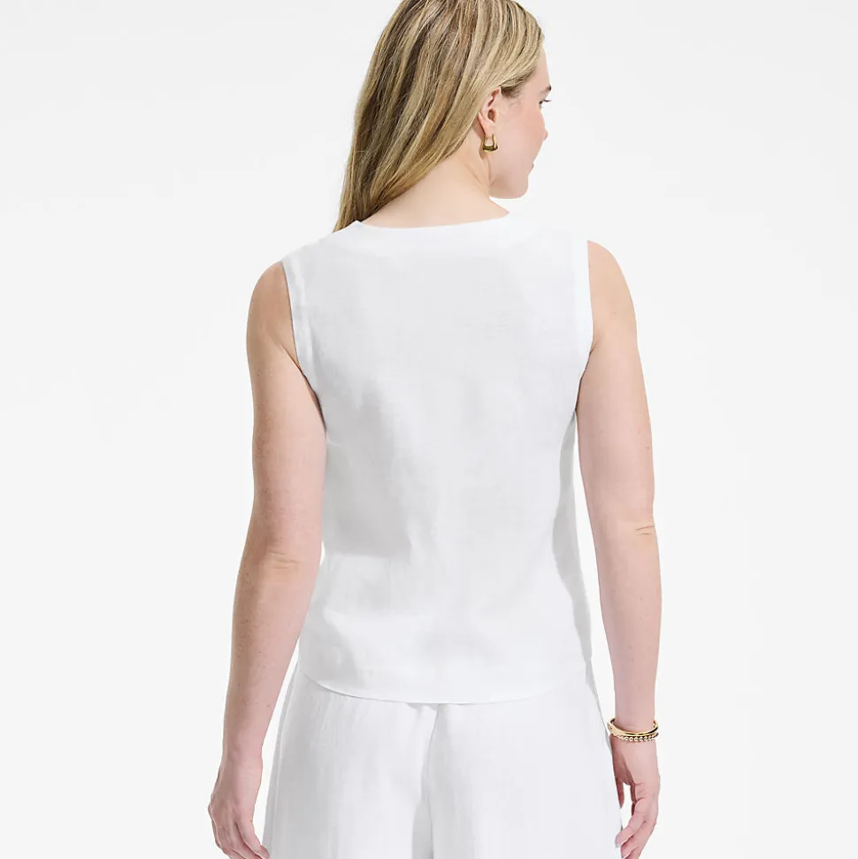Premium Reinleinen-Top mit Knöpfen für Damen