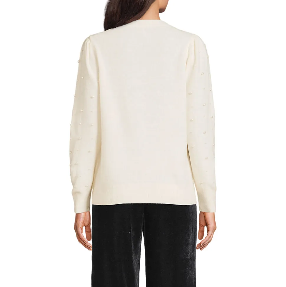 Pullover mit Perlenärmeln für Damen
