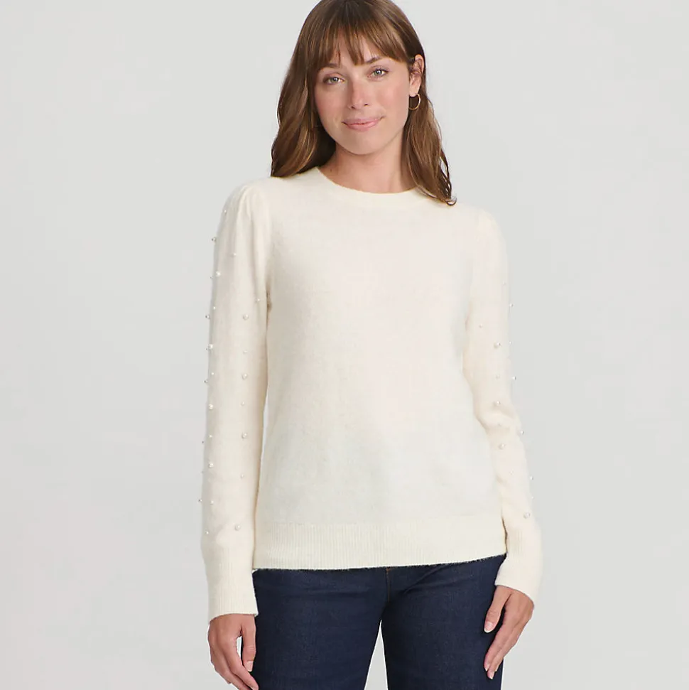 Pullover mit Perlenärmeln für Damen