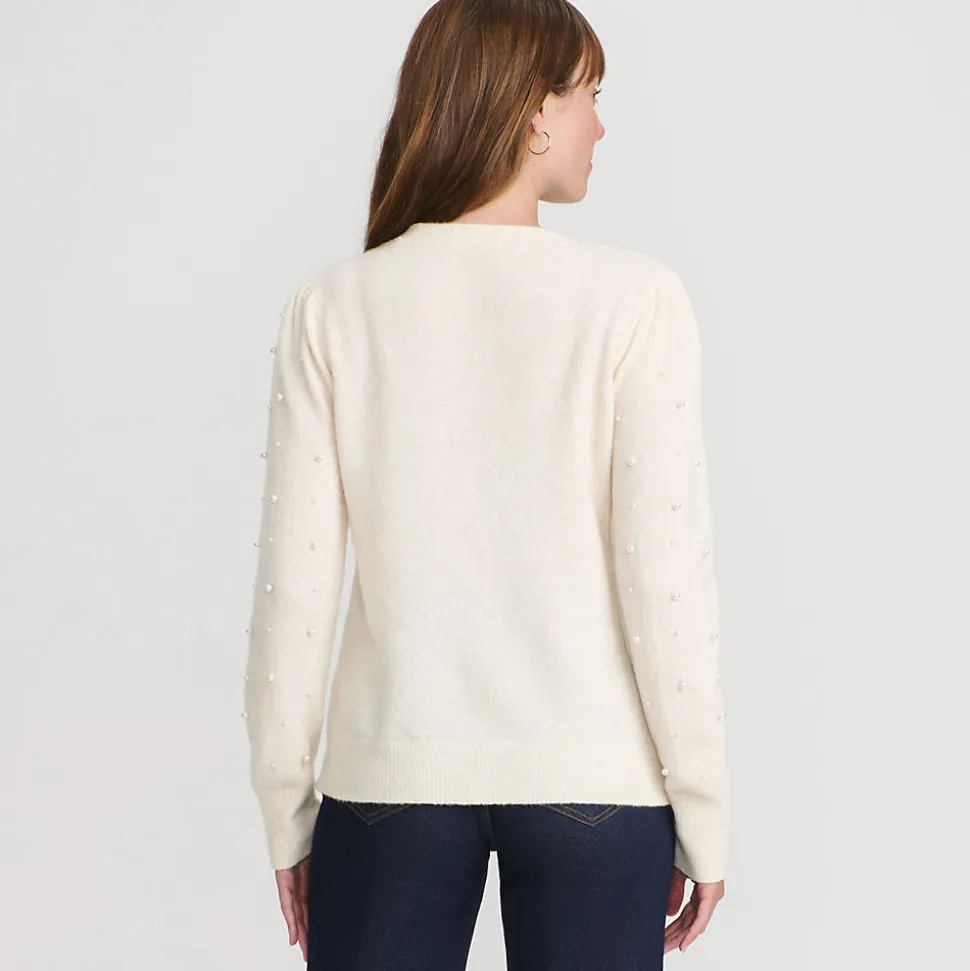 Pullover mit Perlenärmeln für Damen