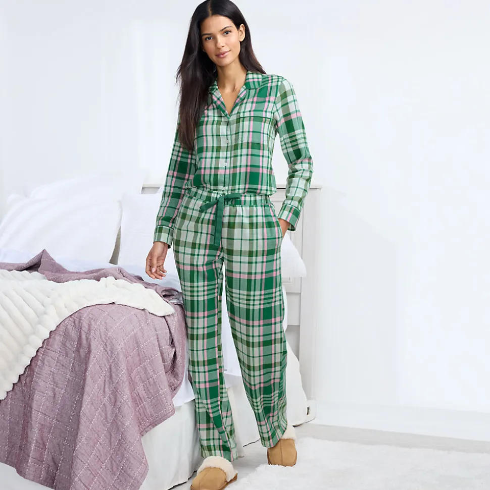 Pyjamahose aus reinem Baumwoll-Flanell für Damen