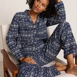 Pyjama-Set aus reinem Baumwoll-Flanell für Damen