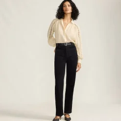 Rail Straight Feincordhose High Waist für Damen
