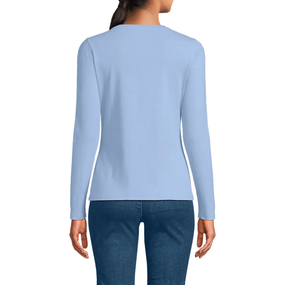 Rippshirt mit durchgehender Knopfreihe für Damen