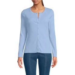 Rippshirt mit durchgehender Knopfreihe für Damen