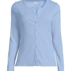 Rippshirt mit durchgehender Knopfreihe für Damen