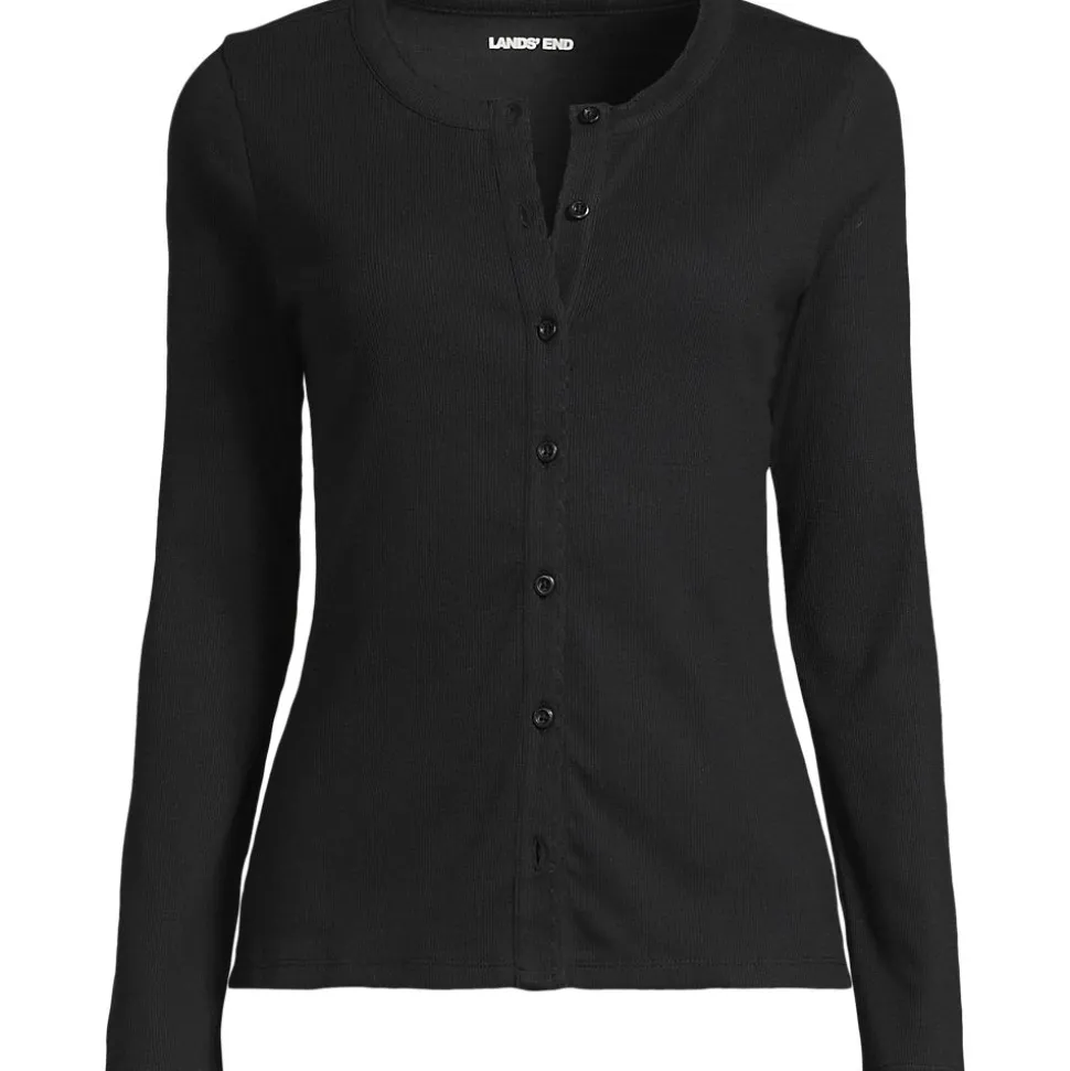 Rippshirt mit durchgehender Knopfreihe für Damen
