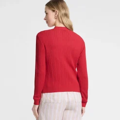 Rippstrick-Cardigan mit Seide
