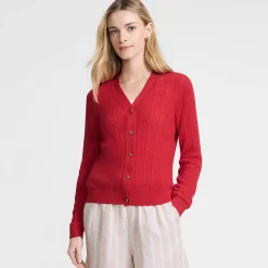 Rippstrick-Cardigan mit Seide