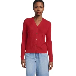Rippstrick-Cardigan mit Seide