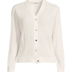 Rippstrick-Cardigan mit Seide