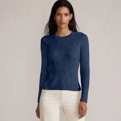 Rippstrick-Pullover aus Baumwollmix für Damen