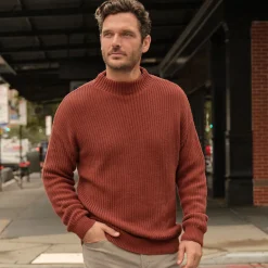 Rippstrick-Pullover mit Stehkragen für Herren