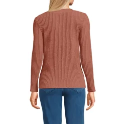 Rippstrick-Shirt mit U-Boot-Ausschnitt für Damen