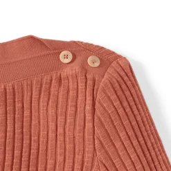 Rippstrick-Shirt mit U-Boot-Ausschnitt für Damen