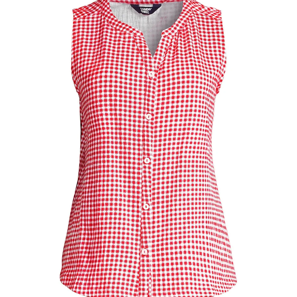 Ärmellose Crinkle-Bluse für Damen