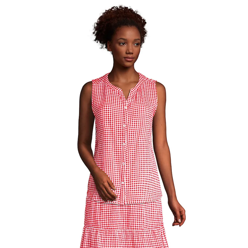Ärmellose Crinkle-Bluse für Damen