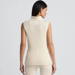 Ärmelloser Rollkragenpullover für Damen