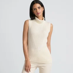 Ärmelloser Rollkragenpullover für Damen