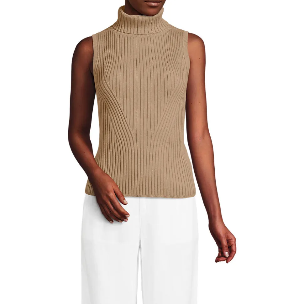 Ärmelloser Rollkragenpullover für Damen