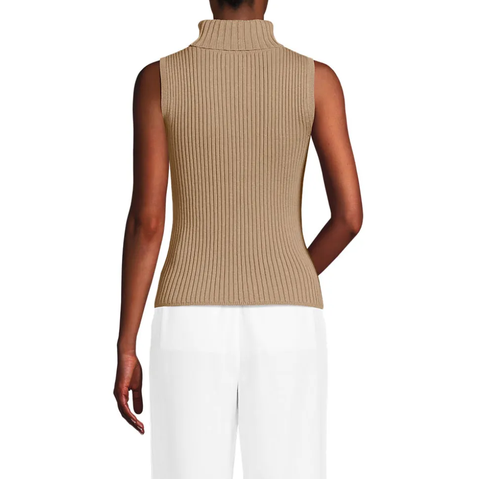 Ärmelloser Rollkragenpullover für Damen